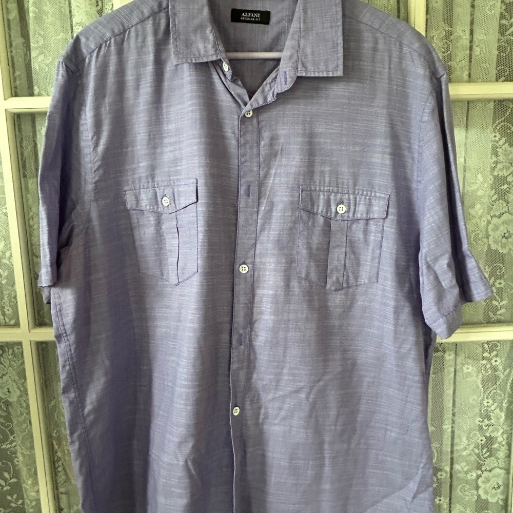 Alfani Lavender Casual Button Down Shirt Relaxed Fit Sz XL